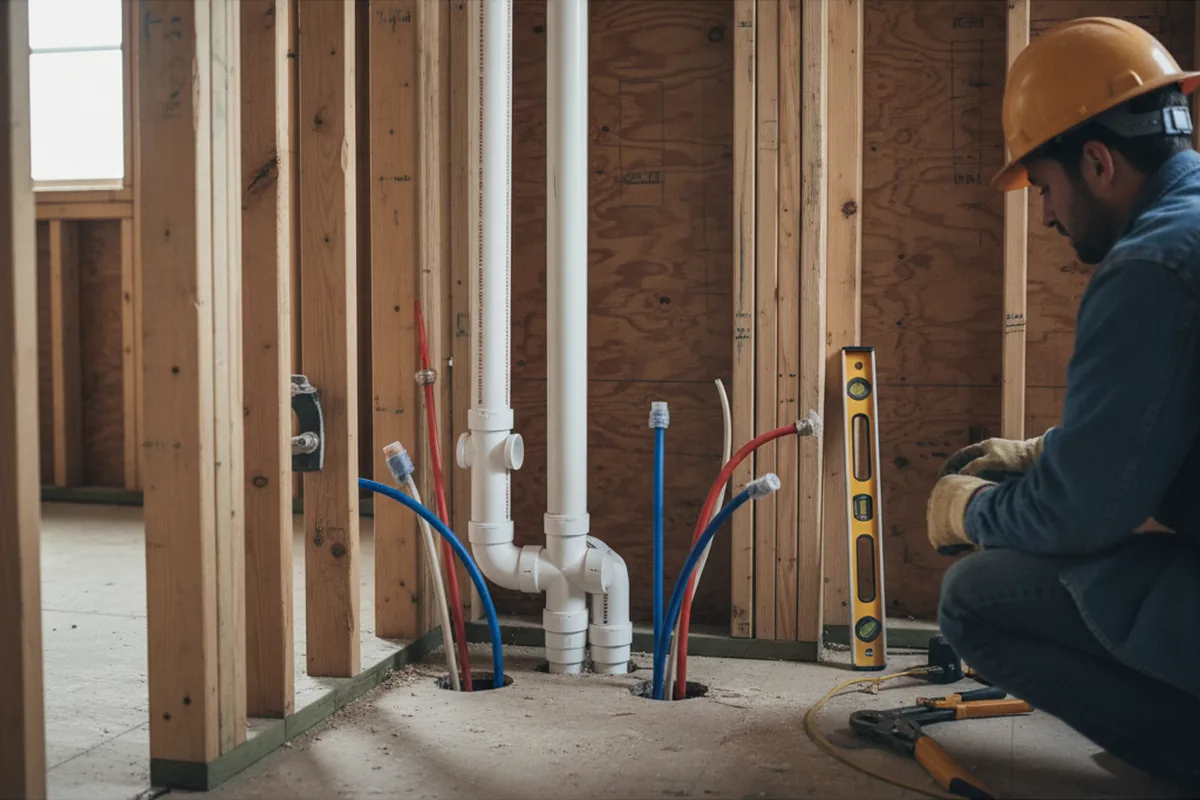 Drain and supply rough-in during Garbage Disposal Repair in Turner