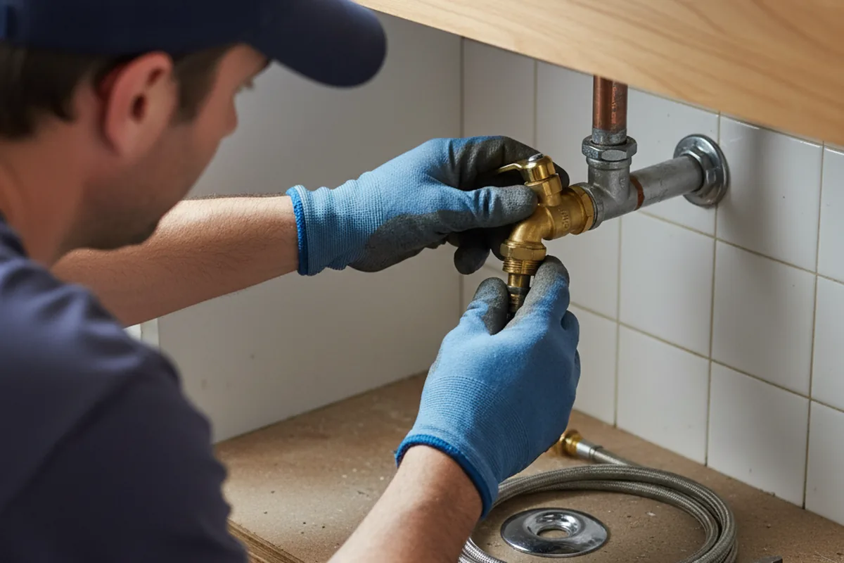 Shutoff valve and fitting work during Emergency Plumbing in Turner